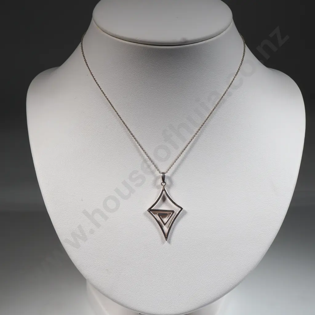 Sterling Silver Geometric Pendant On Chain  Image 1++