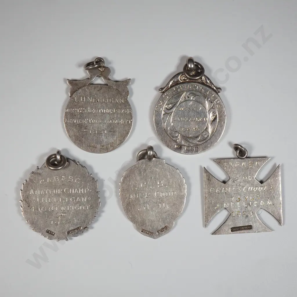 Five Sterling Silver Sports Fobs, For Boxing Image 1++