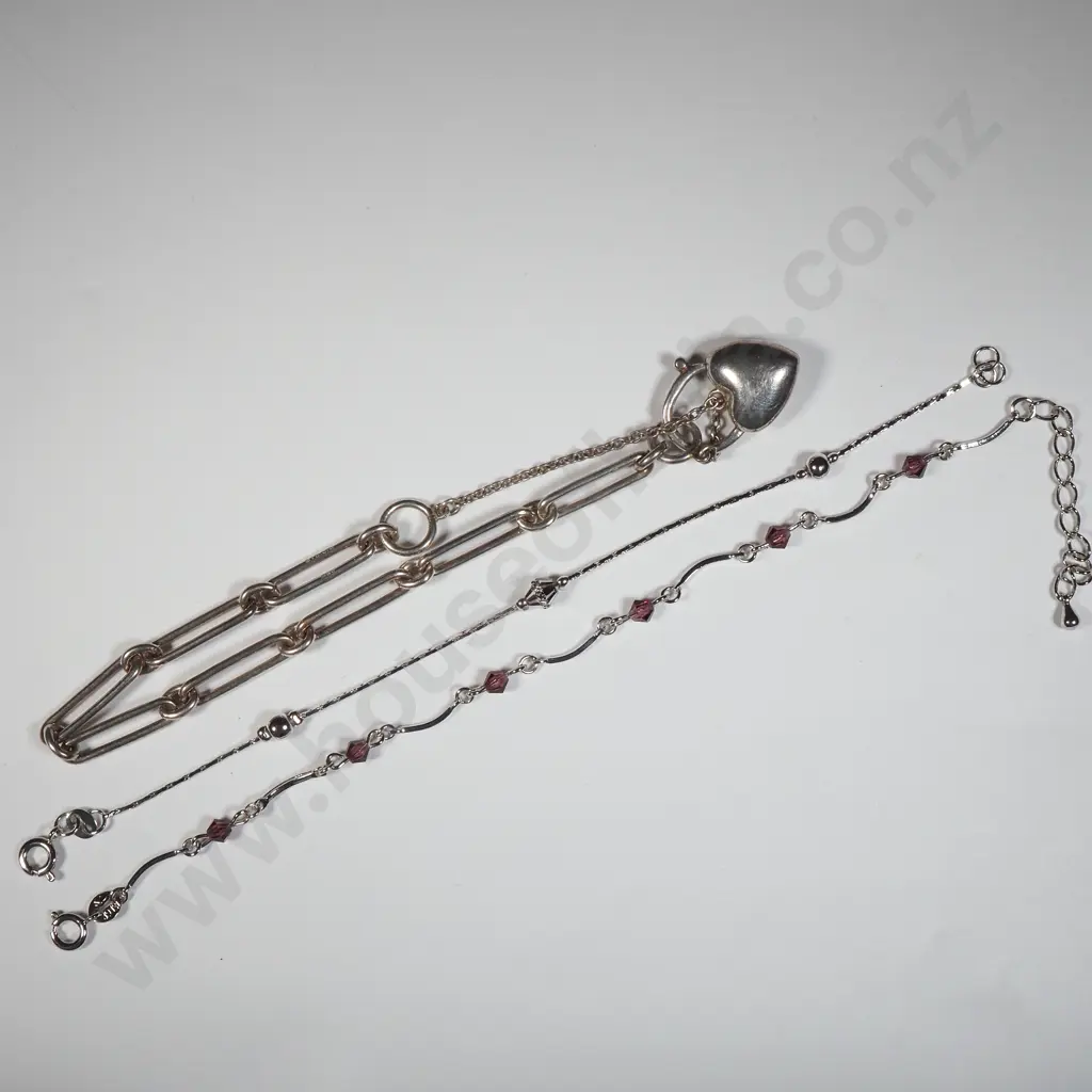 Sterling Silver Paper Link Bracelet Together With Fine Link Bracelets Image 1++