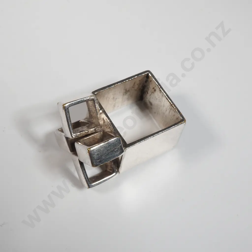 Heavy Modernist Style Square Ring with Cross Decoration Image 1++