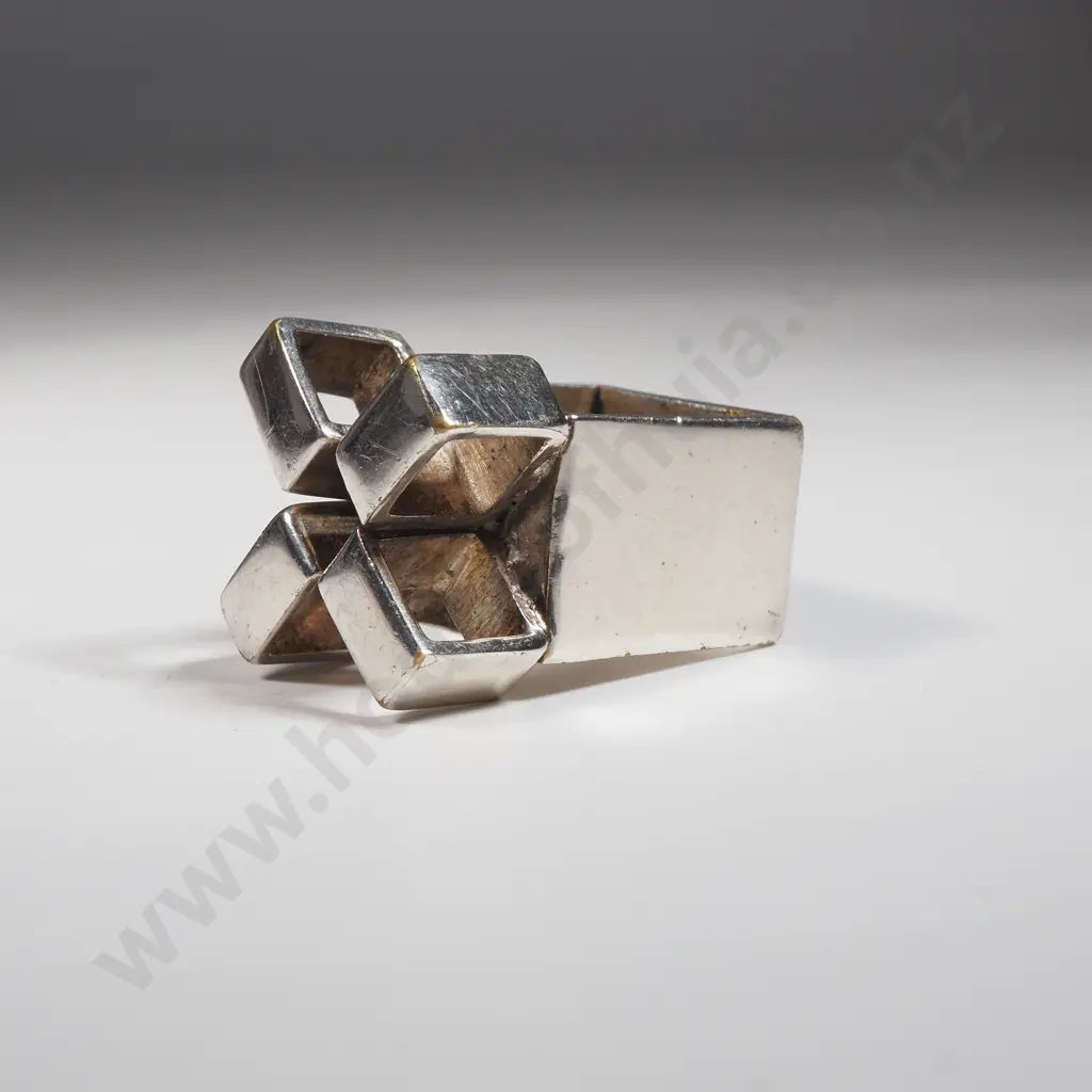 Heavy Modernist Style Square Ring with Cross Decoration Image 1++