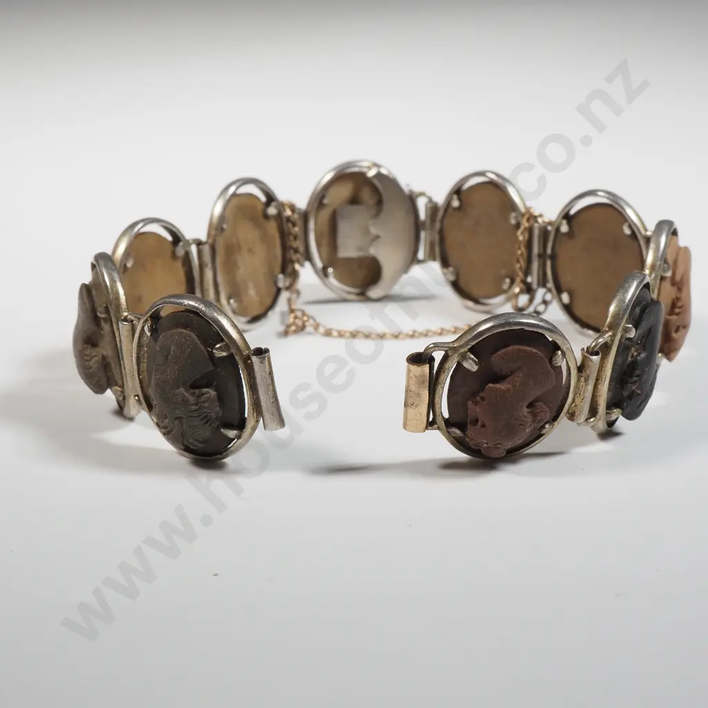 Sterling Silver Cameo Lava Bracelet & An  Filigree Bracelet. Both A/F Image 1++