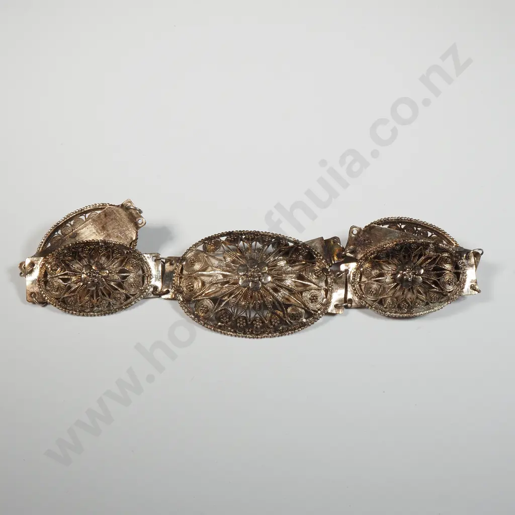 Sterling Silver Cameo Lava Bracelet & An  Filigree Bracelet. Both A/F Image 1++