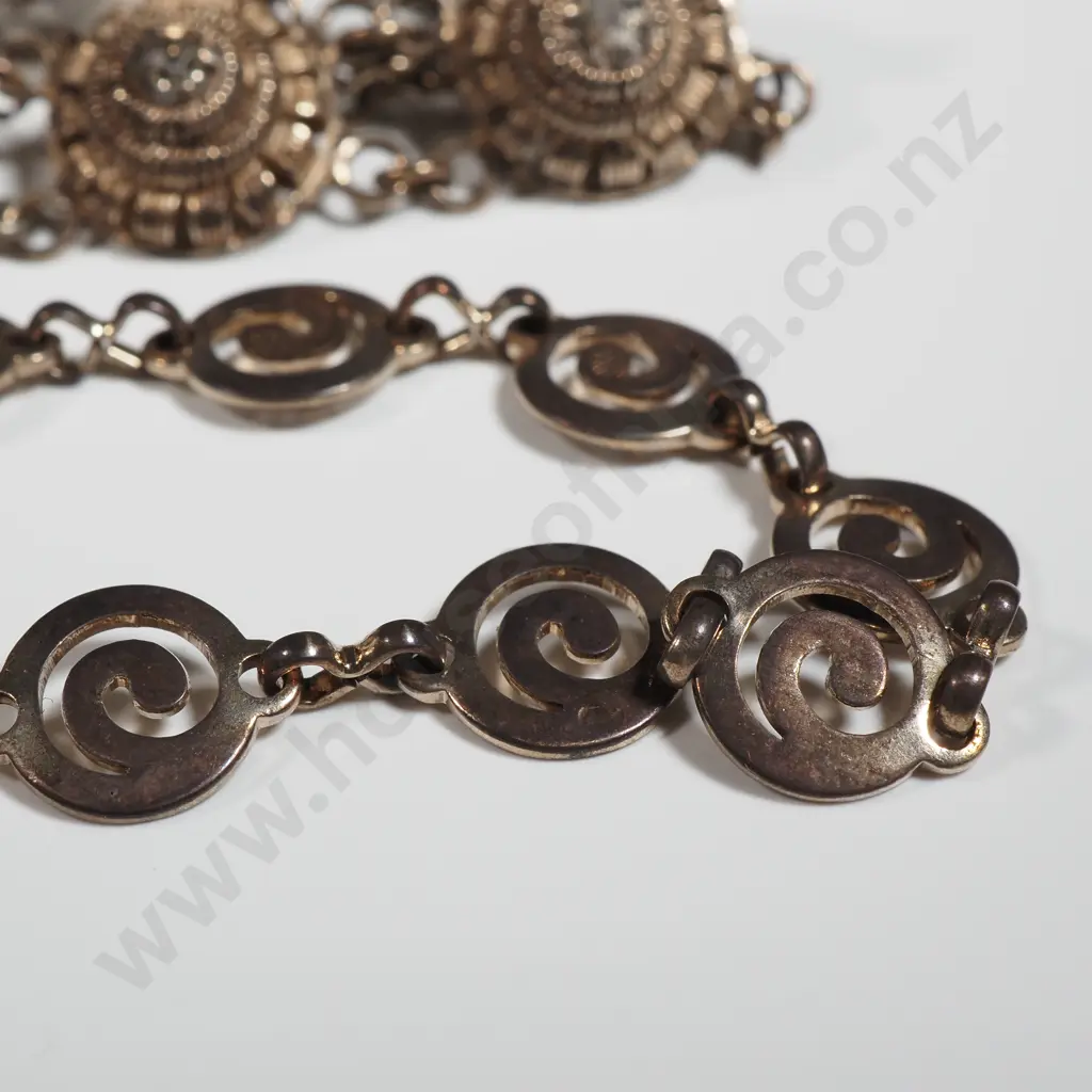 Sterling Silver & Marcasite Bracelet, A Thai Silver Bracelet & A Sterling Bracelet with Interlinking Scroll Medallions Image 1++