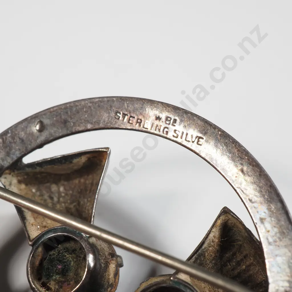 Sterling Silver Scottish Brooch Featuring Two Thistles set With Two Purple Stones  Image 1++