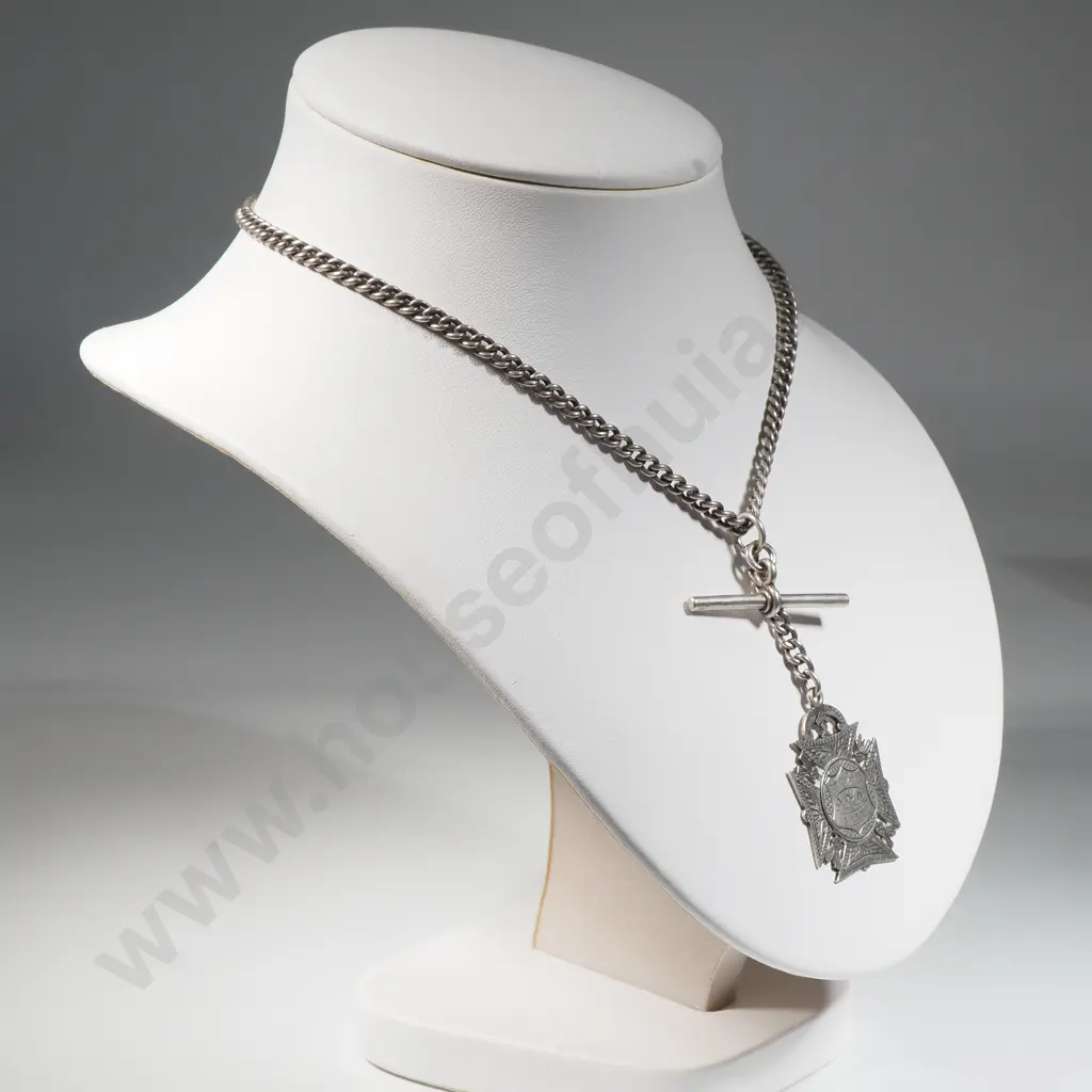 Sterling Silver Fob With Attached T Bar & Fob Image 1++