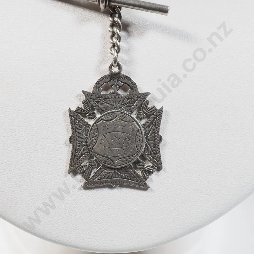 Sterling Silver Fob With Attached T Bar & Fob Image 1++