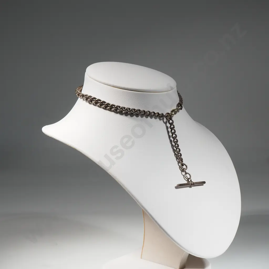 Sterling Silver Graduated Chain Link Necklace With T Bar & Swivel  Image 1++