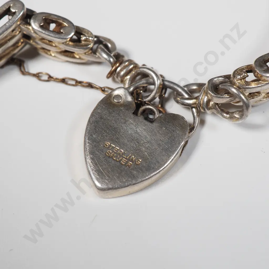 Sterling Silver Gate Bracelet with Heart Shaped Locket Image 1++