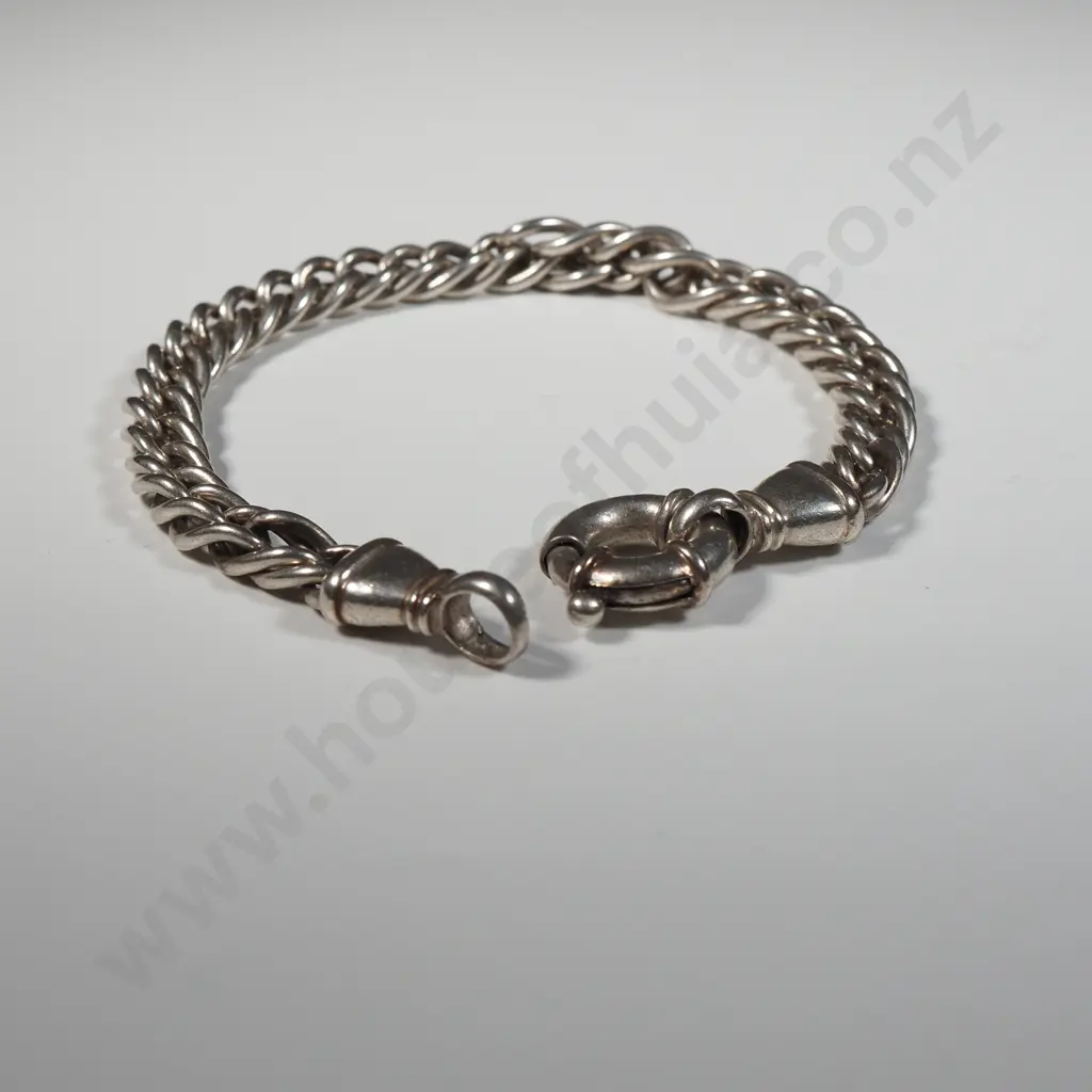 Sterling Silver Double Link Chain Bracelet With Toggle Clasp Image 1++