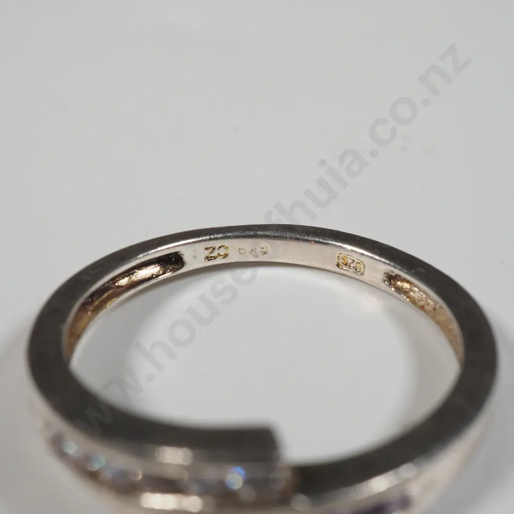 Sterling Silver White & Purple Stone Ring Image 1++