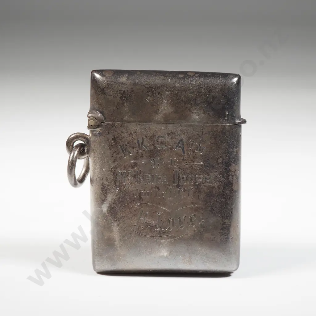 Sterling Silver Vesta Box With Plain Body & Inscribed "McBride Trophy" Image 1++