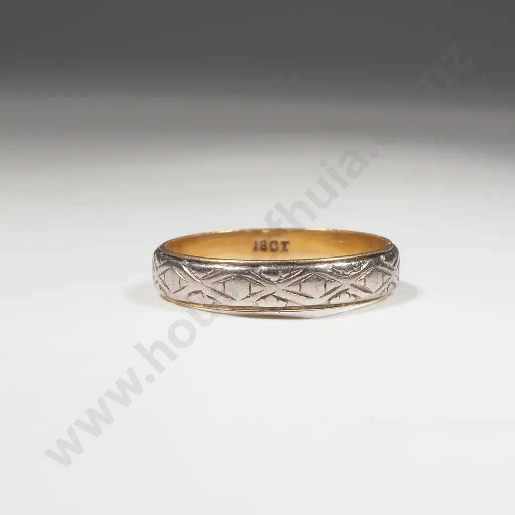 18ct Gold & Palladium Wedding Band Image 1++