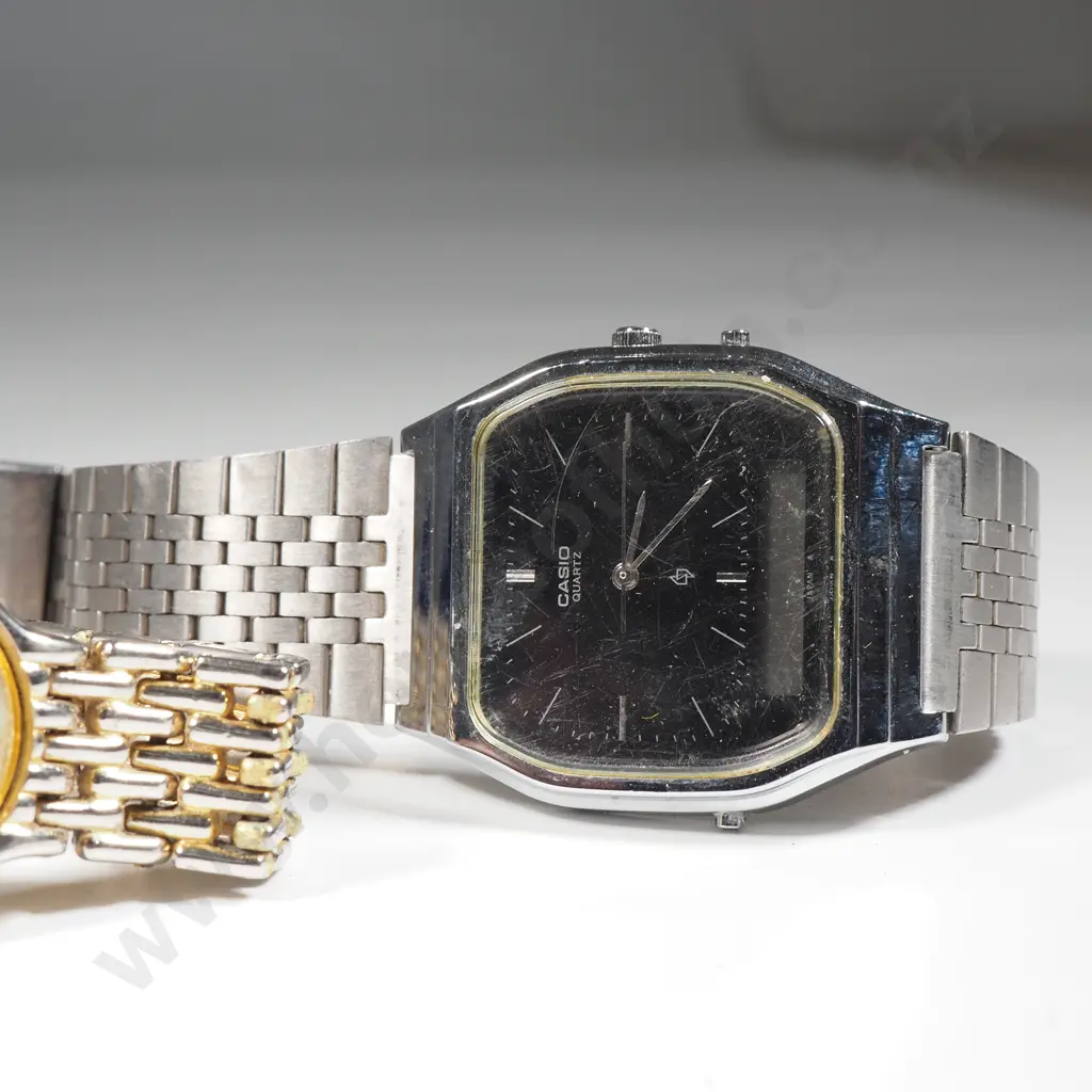 Three Watches Including A  Ladies Rolex Copy Watch, A Lorus Ladies Watch & Mens Casio Digital Watch Image 1++