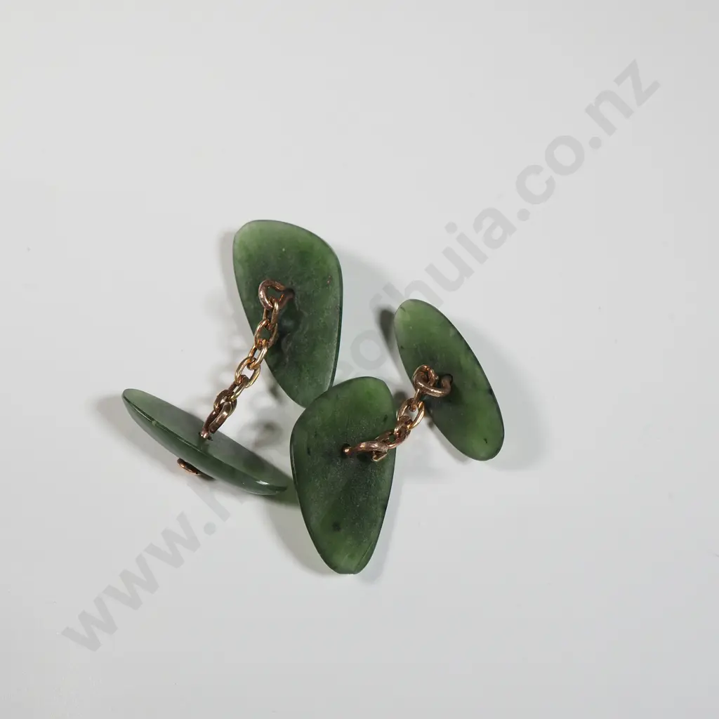 Colonial 9ct Gold Greenstone Cufflinks Image 1++