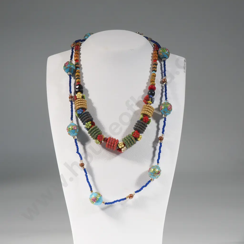 Murano Style Glass Bracelet & Wooden Necklace  Image 1++