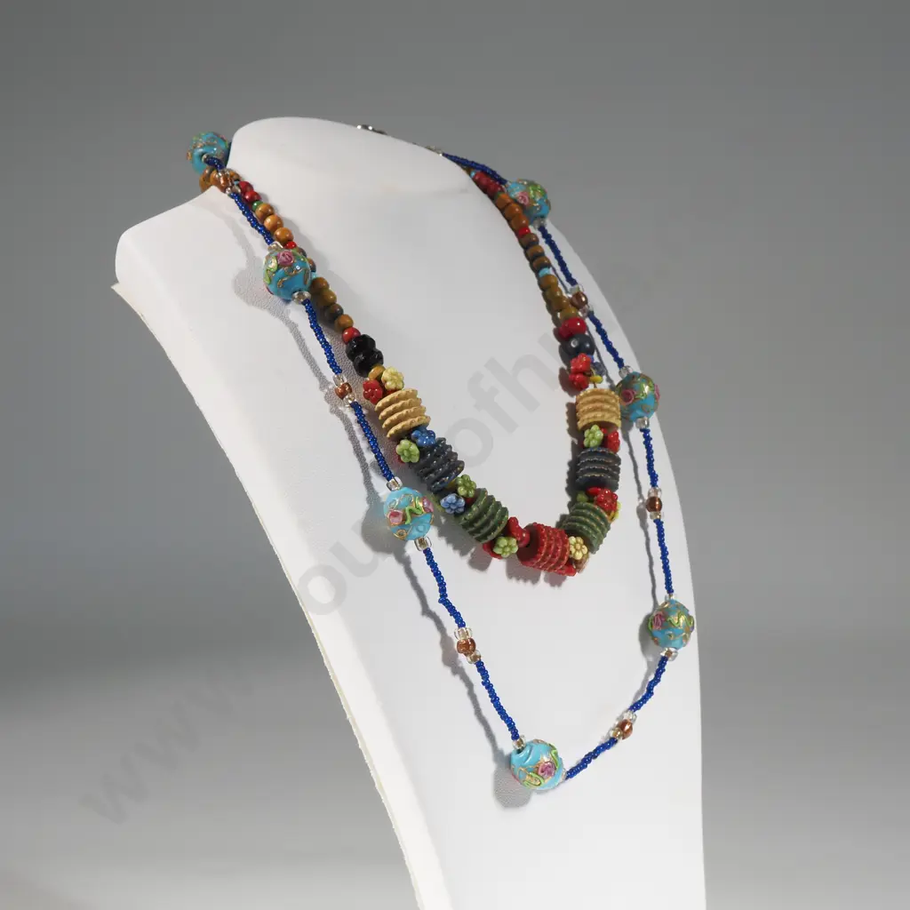 Murano Style Glass Bracelet & Wooden Necklace  Image 1++