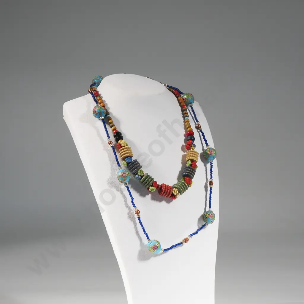 Murano Style Glass Bracelet & Wooden Necklace  Image 1++