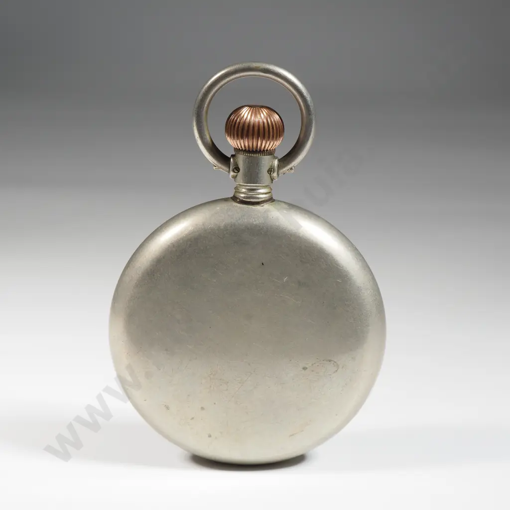 Omega Half Hunter Vintage Pocket Watch With Porcelain Dial & Blue Steel Hands Image 1++