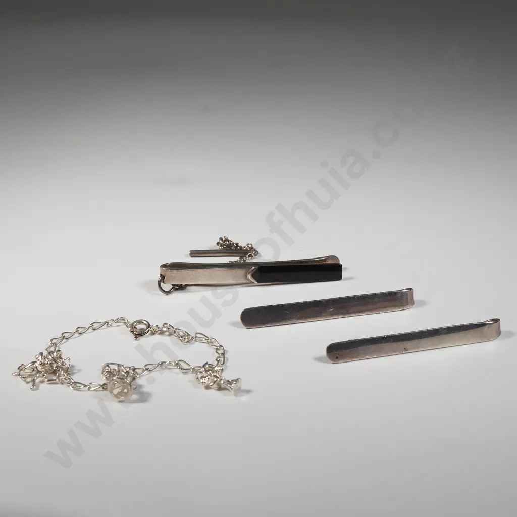 Three Sterling Silver Tie Cllips Image 1++