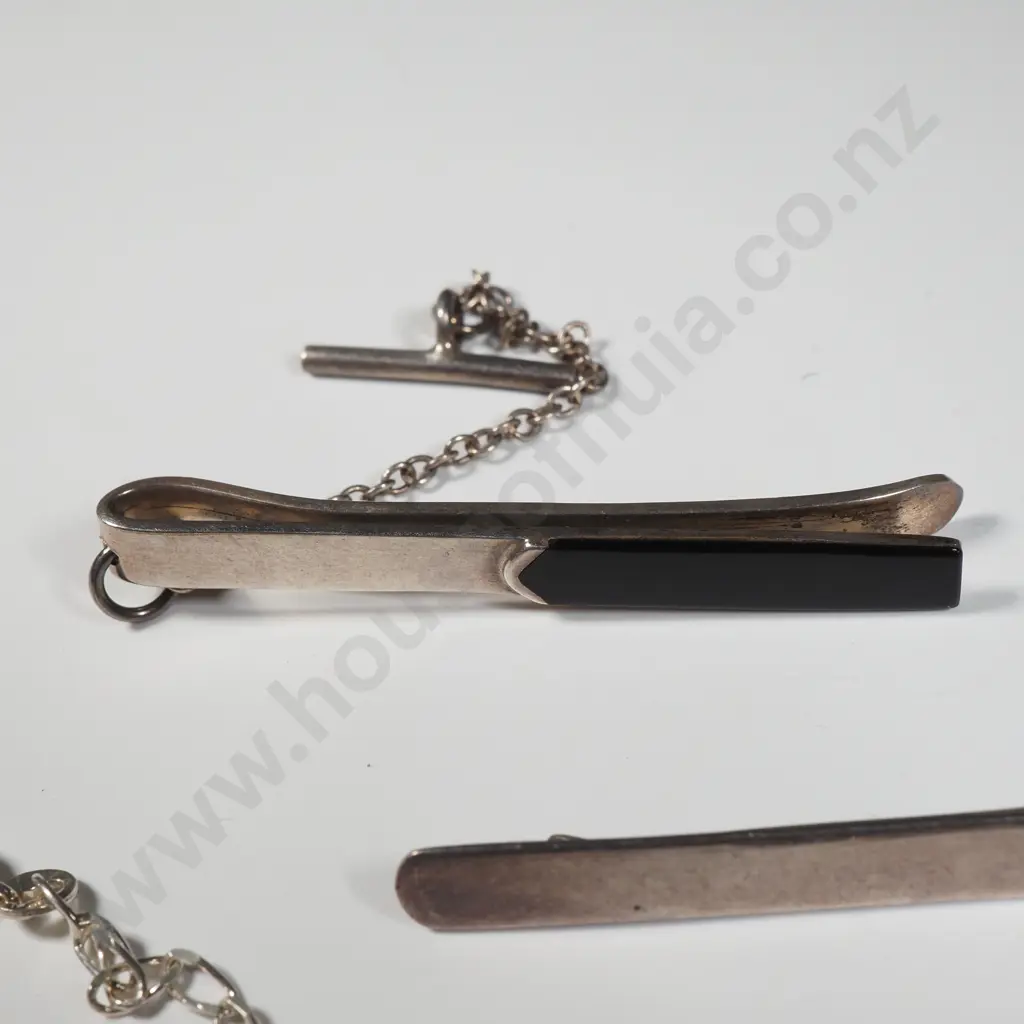 Three Sterling Silver Tie Cllips Image 1++