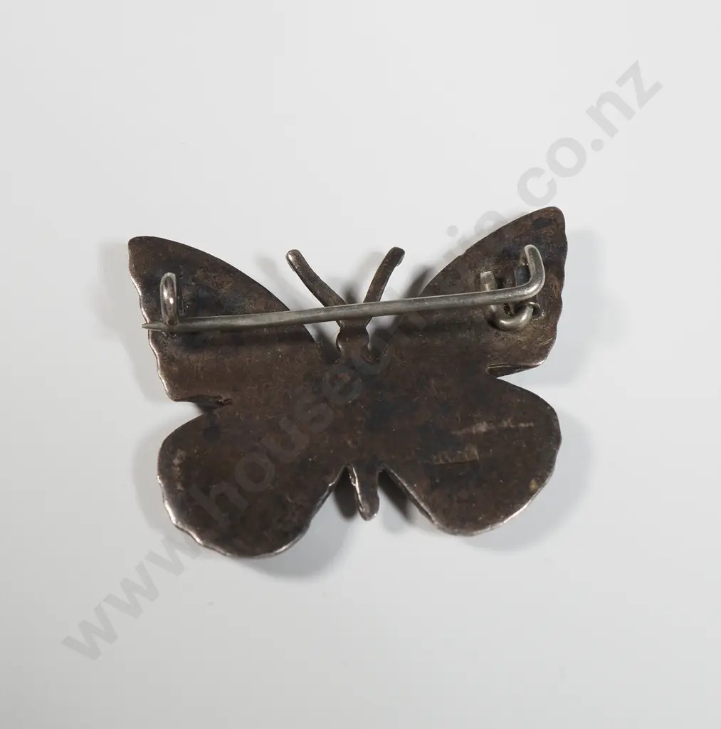 Sterling Silver & Paua Shell Brooch In The Form Of A Butterfly. Image 1++