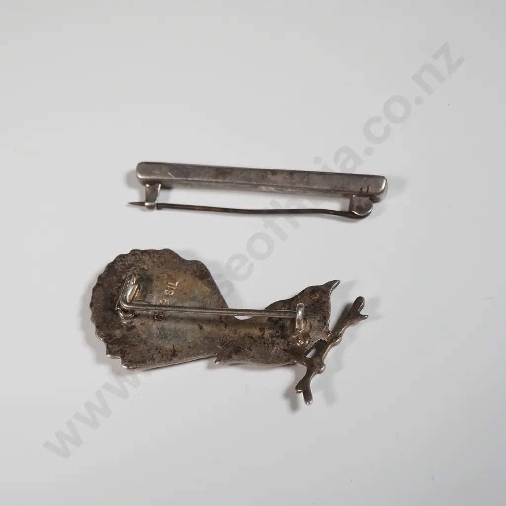 Sterling Silver & Paua Shell Fantail Brooch  Image 1++