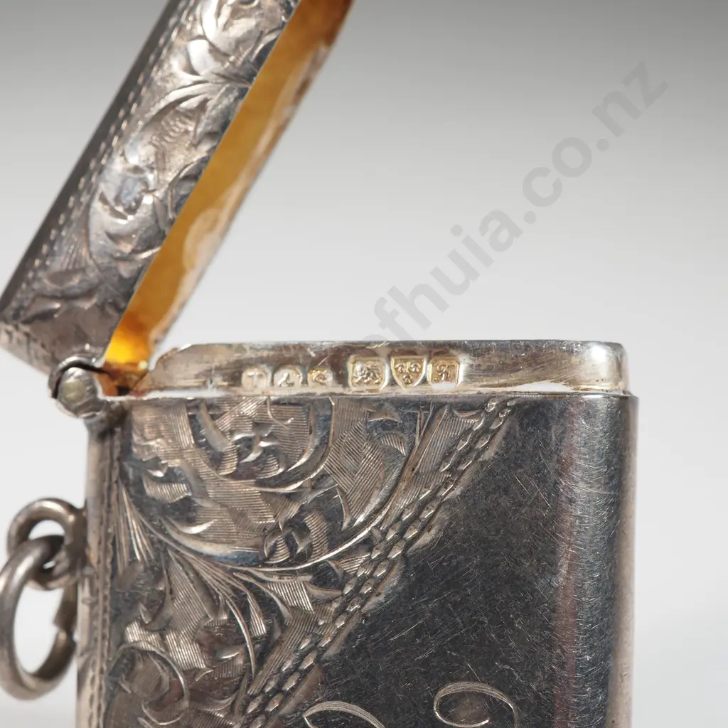 Sterling silver Vesta Case With Engraving. Initialled CH Image 1++