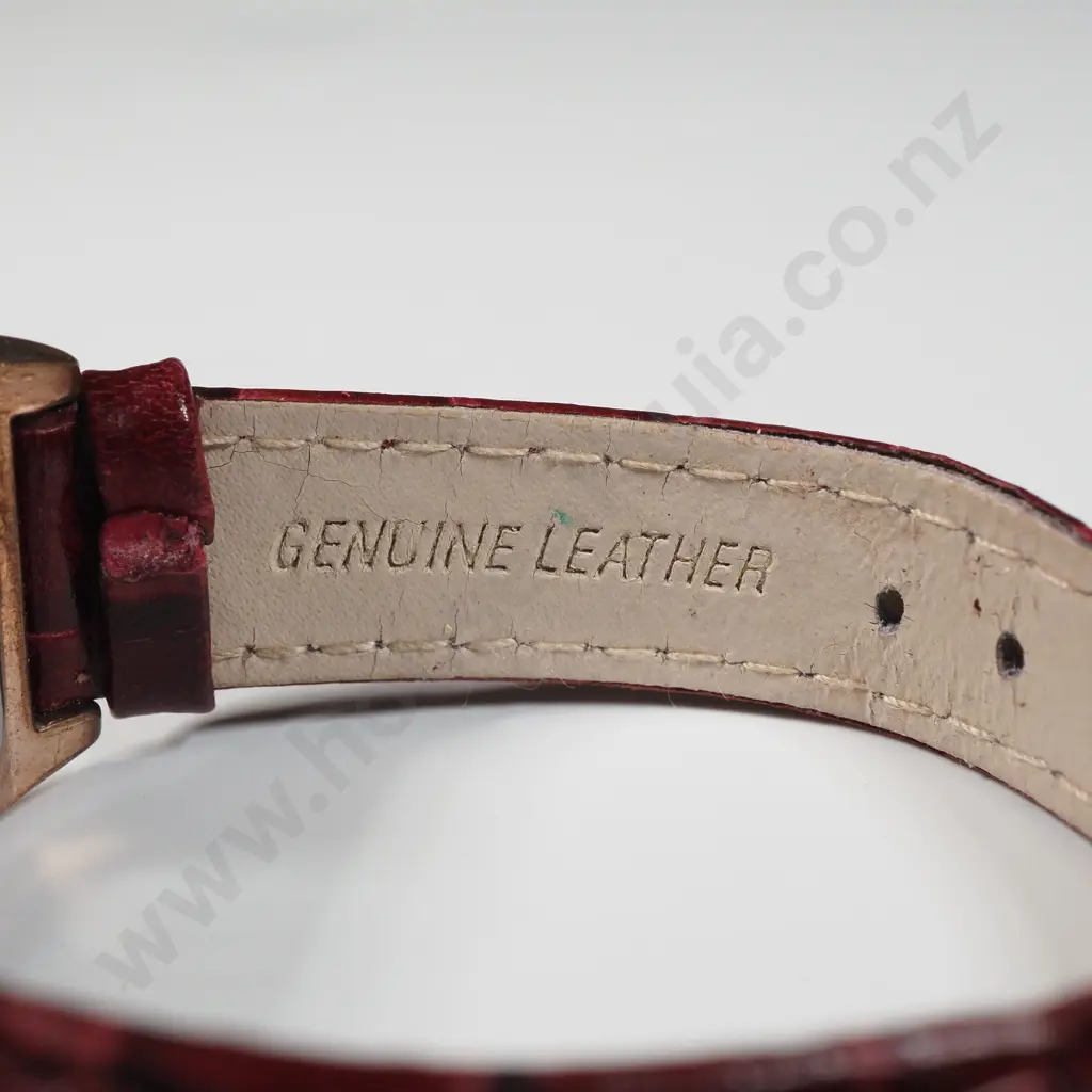 Cartier Ladies Copy Watch With White Stone Detail & Leather Strap  Image 1++