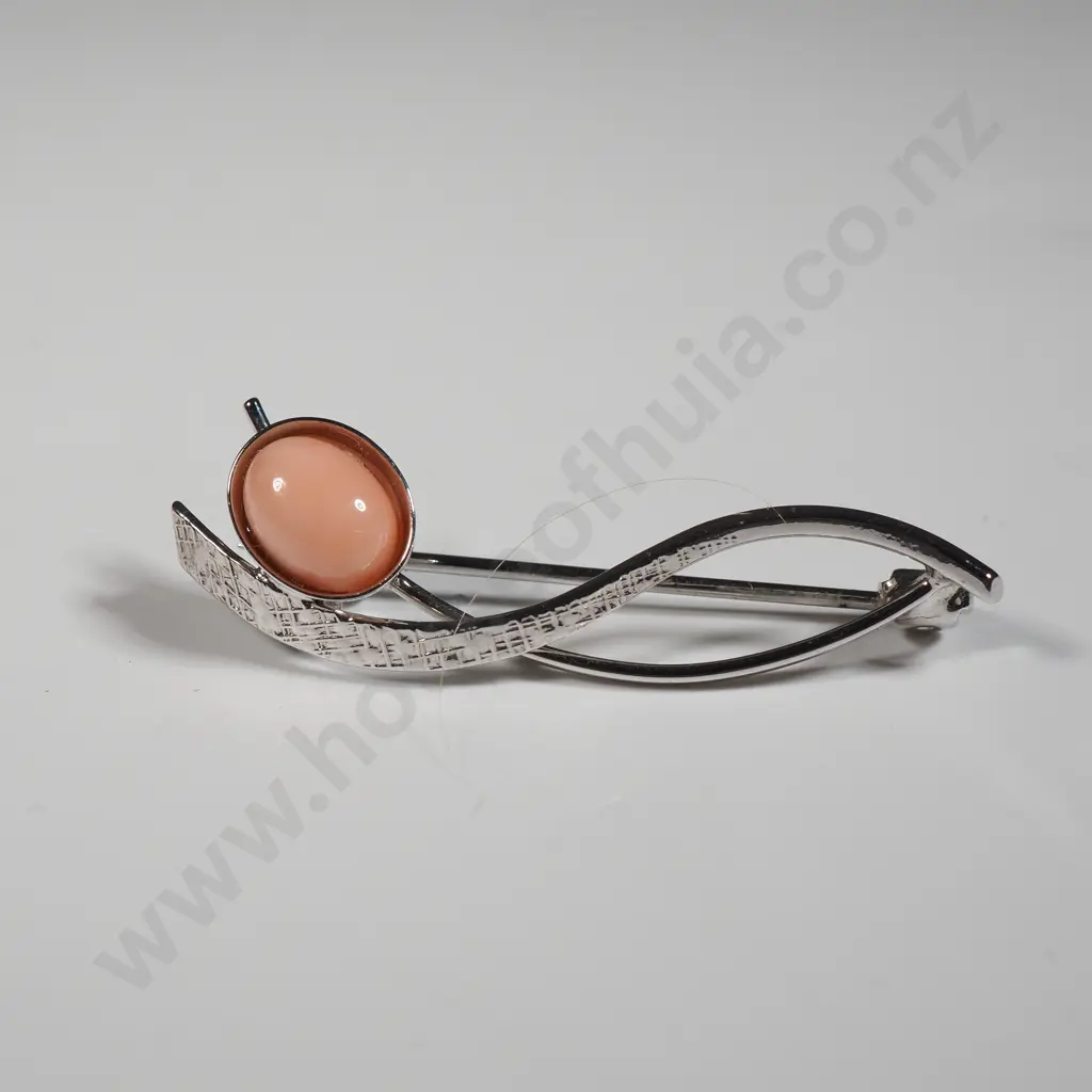 Boxed Sterling Silver & Pink Coral Brooch. Image 1++