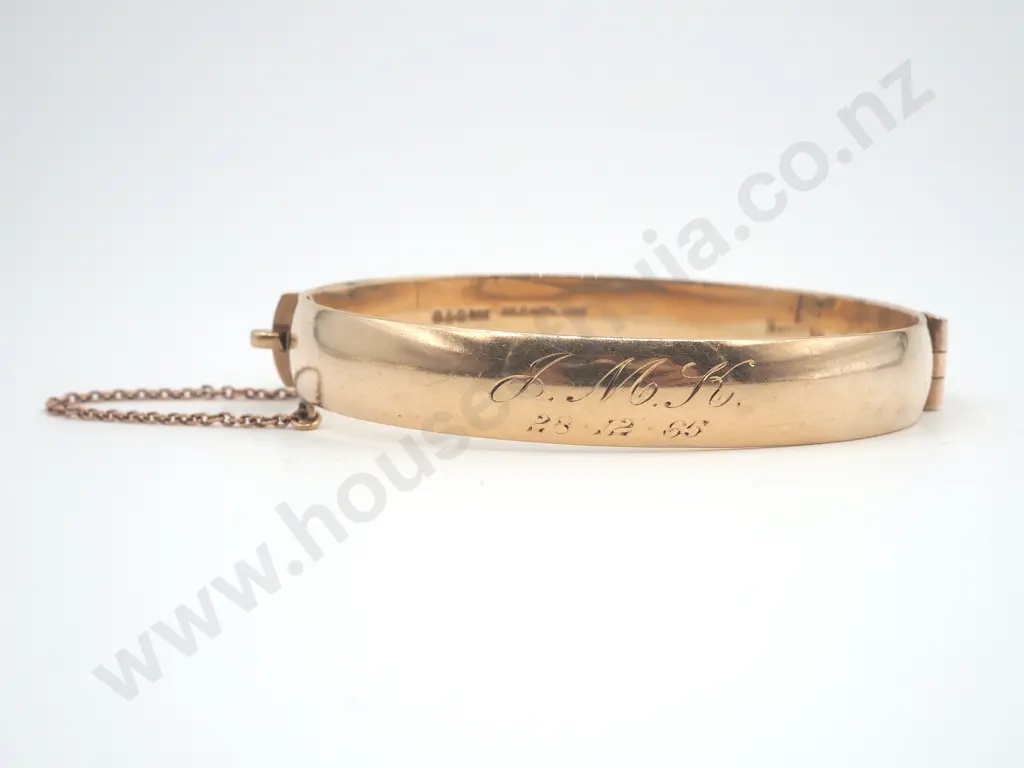 9ct Gold Hinged Metal Core Bangle, Image 1++