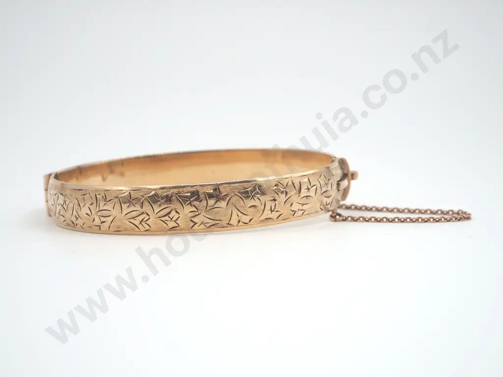 9ct Gold Hinged Metal Core Bangle, Image 1++