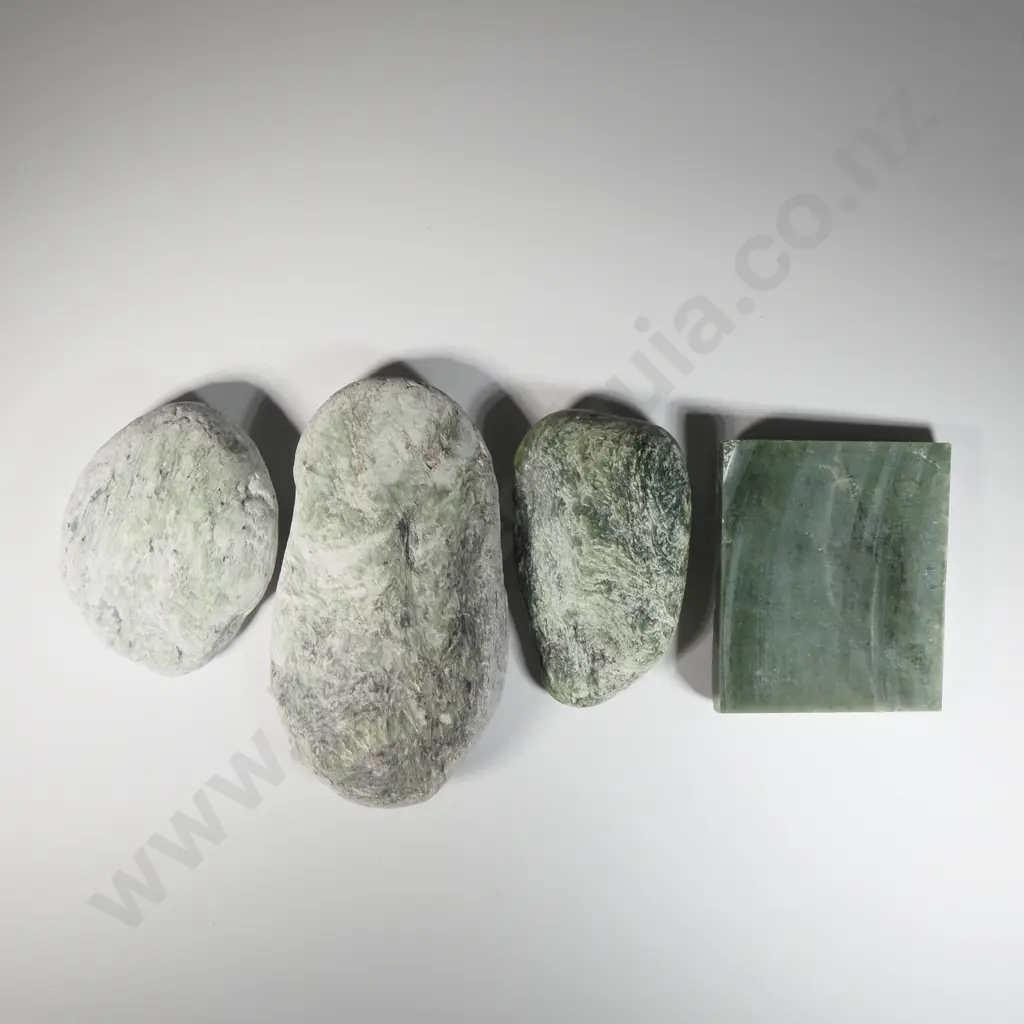 Four Greenstone River Worn Rocks & Another Cut Piece Image 1++