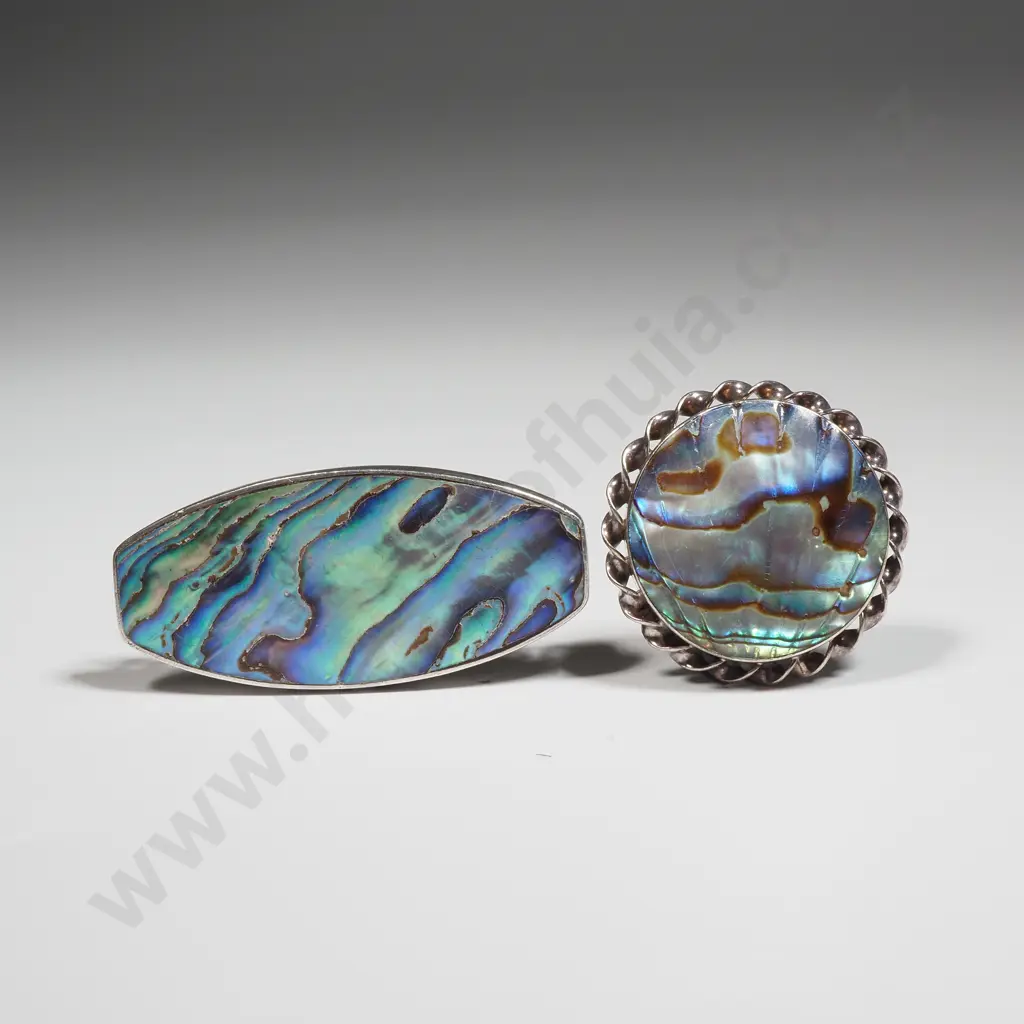 Two Sterling Silver Paua Shell  Brooches  Image 1++