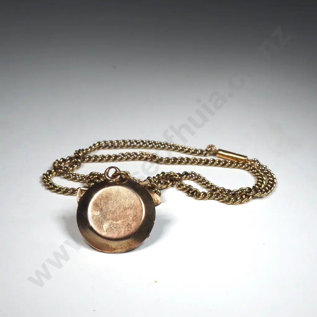 Scarce Colonial Gold Miners Pendant in 15ct Gold on Antique 9ct Gold Chain - Pendant with Windlass, Pick, Shovel, Gold N Image 1++