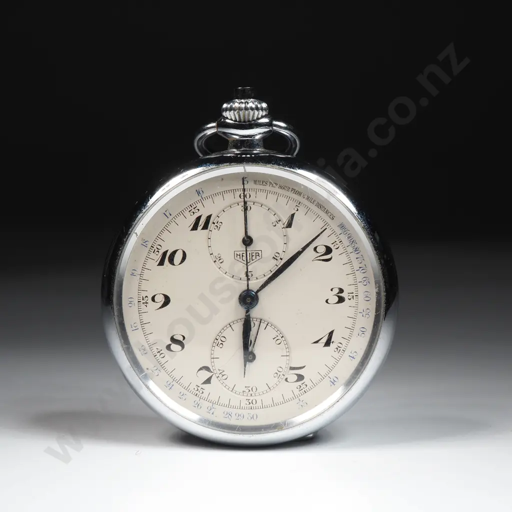 Heuer Chronograph Pocket Watch - New Zealand Rail Image 1++