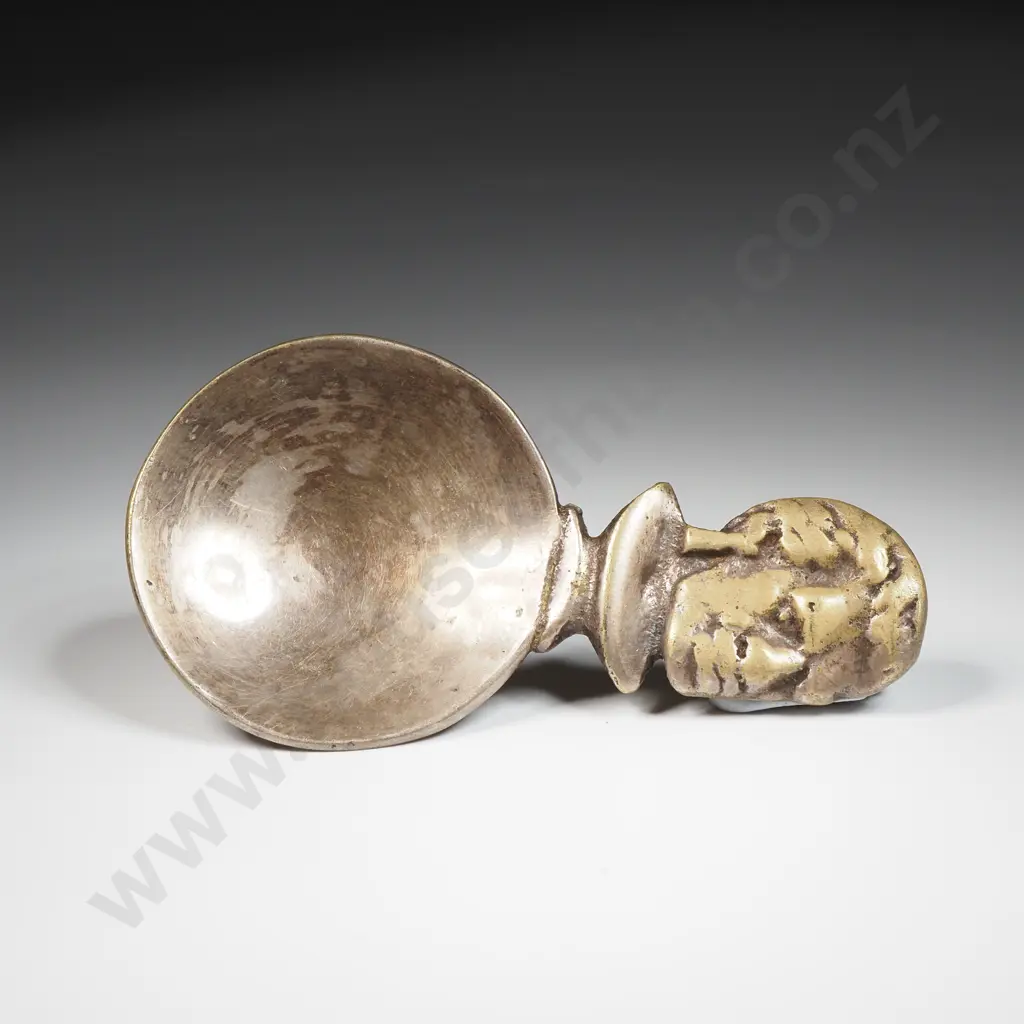 Brass Tea Caddy Spoon with Maori Head Handle  Image 1++