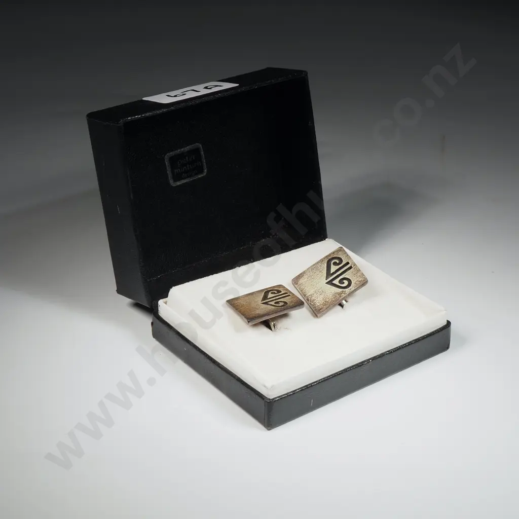 Boxed Pair of Sterling Silver Peter Minturn Air New Zealand Cufflinks Image 1++