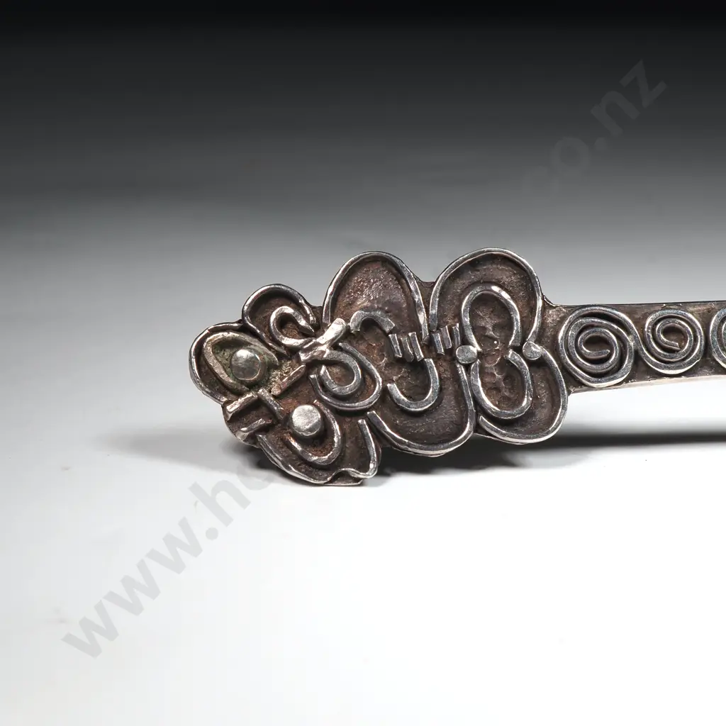 Edith Morris Silversmith Decorative Spoon w Tiki Motif on Top Image 1++