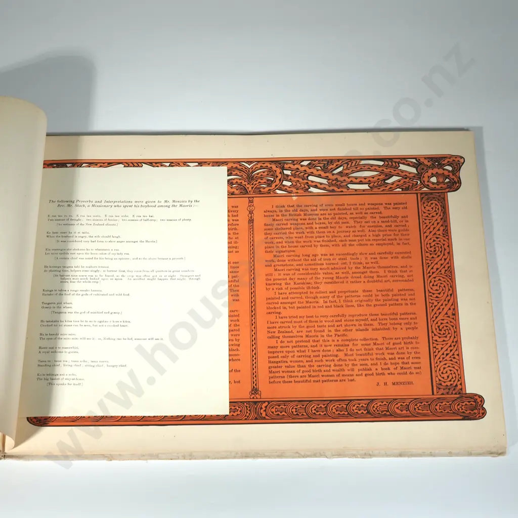 Rare First Edition of The Book "Maori Patterns Painted & Carved"  By J H Menzies, Publisher ChCh  Smith and Anthony,1910 Image 1++