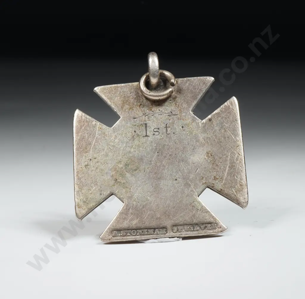 Antique Sterling Silver New Zealand Made 1st Prize Fob by A Stoneham Image 1++