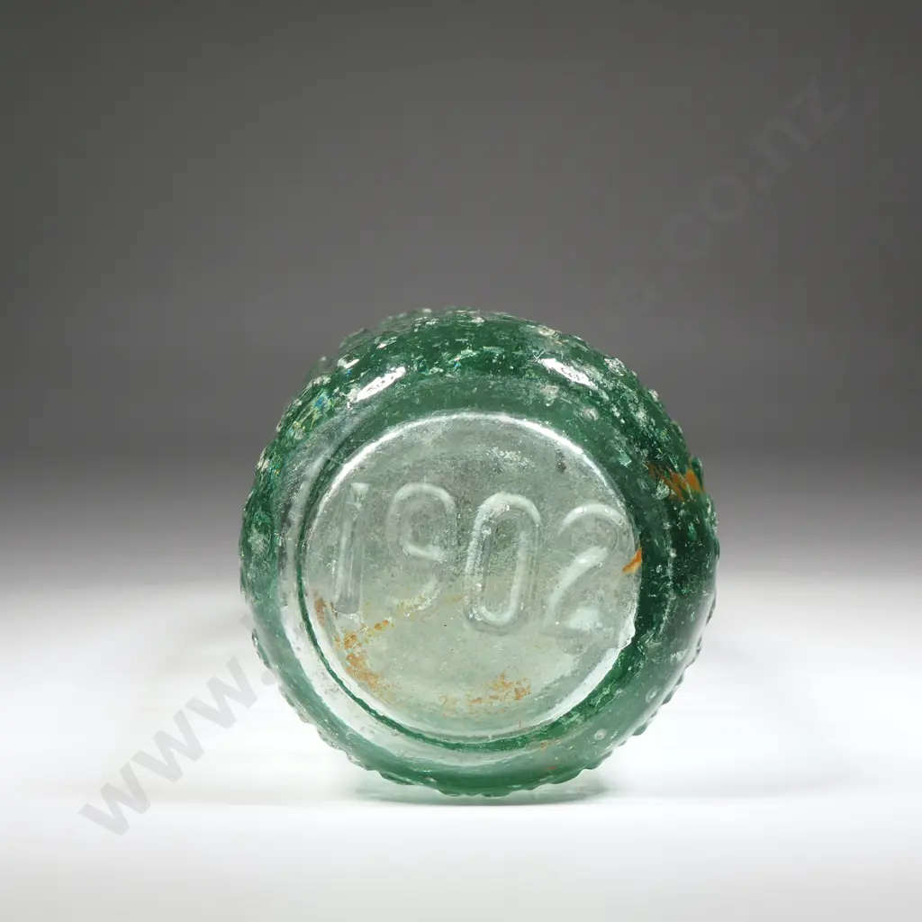 Thomson & Co. Dunedin Green Marble Codd Bottle. Crystal Springs Mineral Water Works.Canningham Shaw Maker1902. Good Image 1++