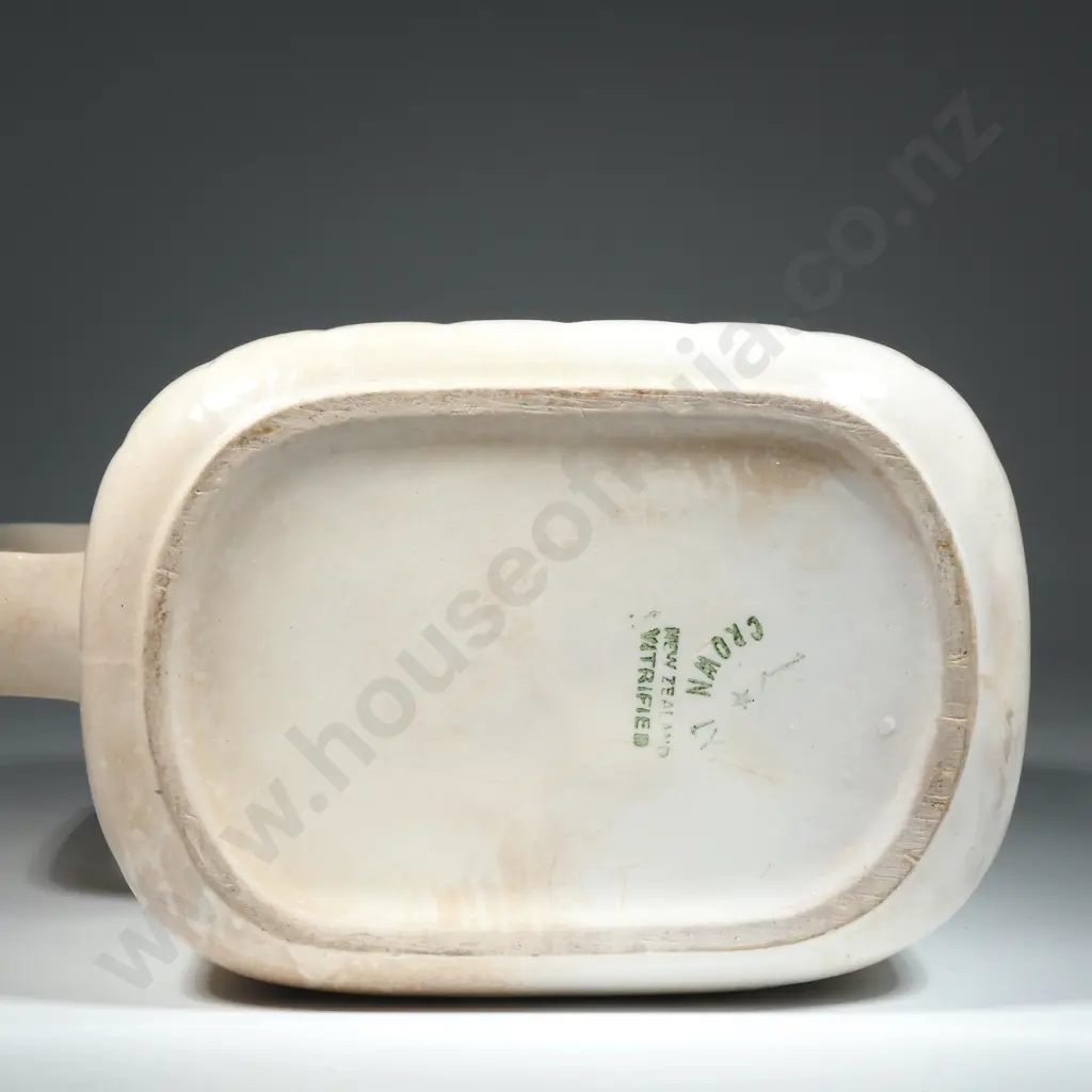 Crown Lynn White McAlpine Jug w Power Blue Lettering Image 1++