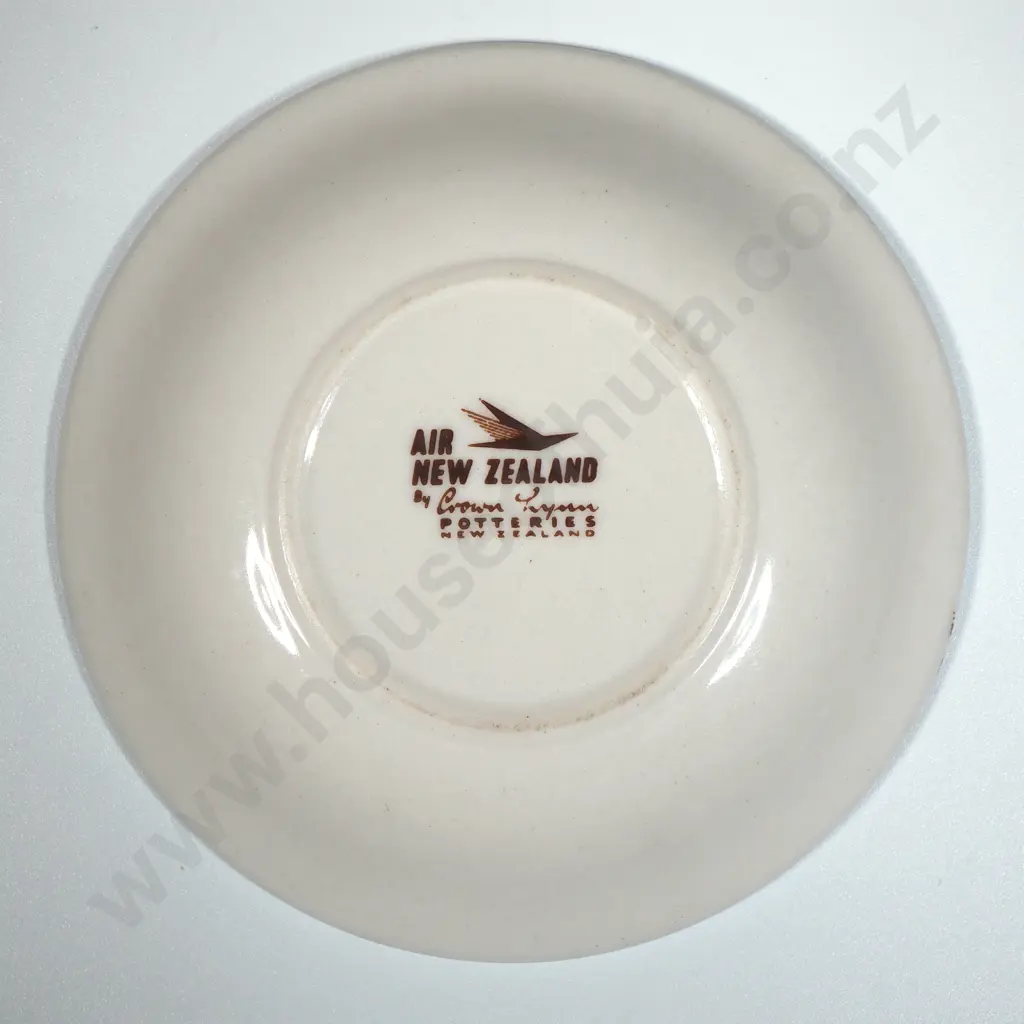 Crown Lynn Air New Zealand Small Teal Dish With Maori Motif  Image 1++