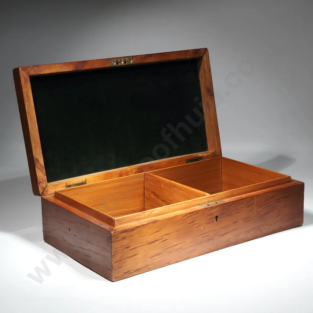 Antique New Zealand Mottled Kauri Timber Lined Jewellery Box Image 1++