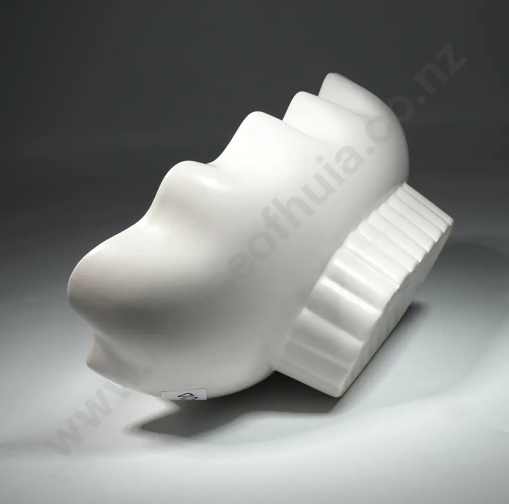Roydon White Oval Trough Vase w Frilled Rim.  Image 1++