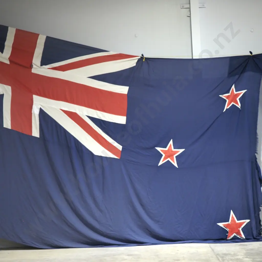 Historic New Zealand Flag from the Auckland Harbour Bridge - In Tattered Used Condition - MASSIVE!!! Image 1++