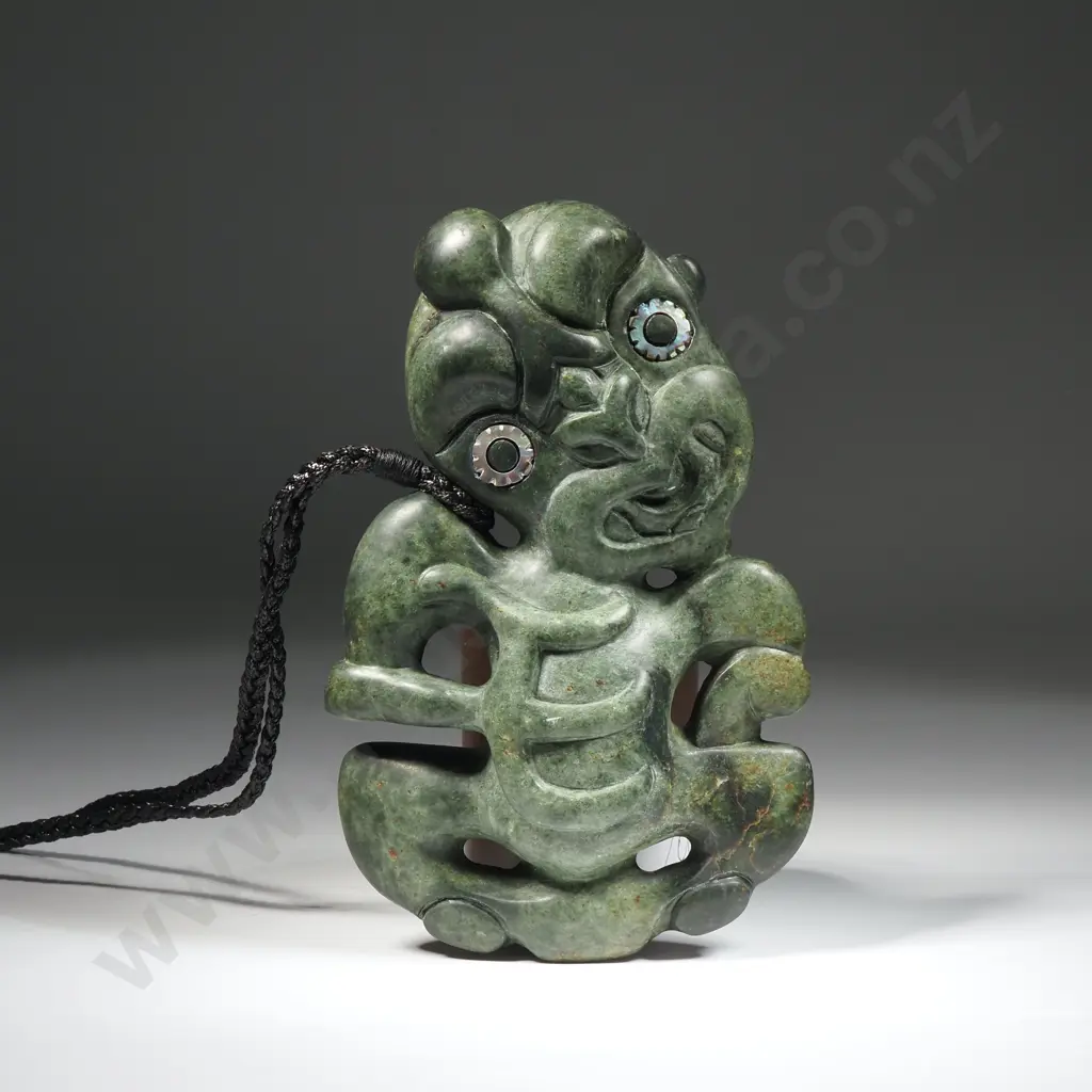 Extremely Large Dark Green Pounamu Hei Tiki  Image 1++