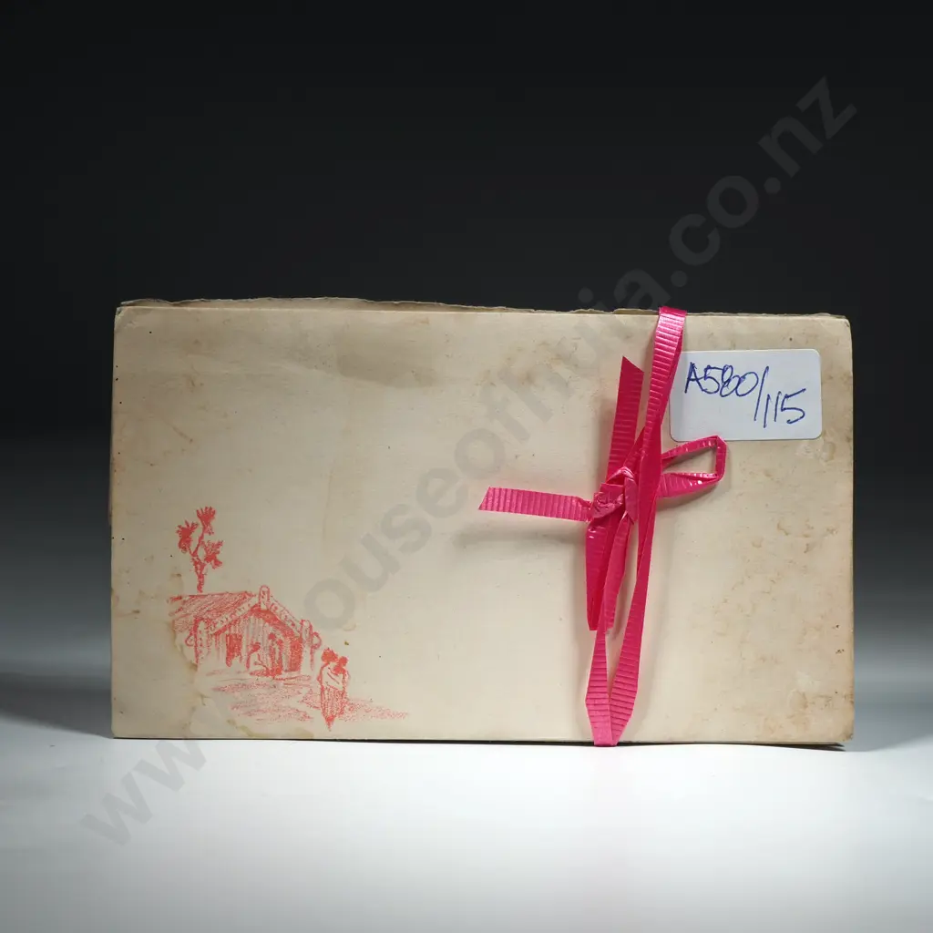 WW2 Envelope & Writing Paper w Maori Stamped Scenes  Image 1++