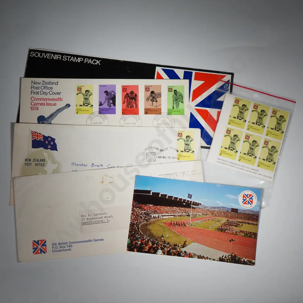 Collection of 1974 Commonwealth Games Postal Ephemera - Stamps, Envelopes etc. Image 1++